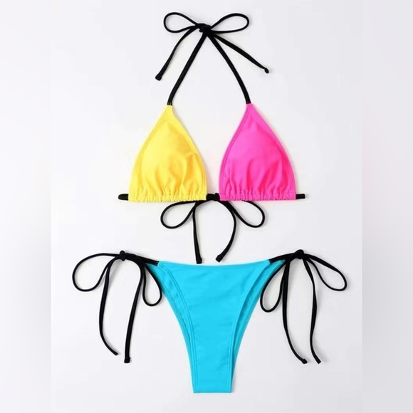 Color Block Two Piece Bikini Swimsuit Set in XL - Picture 6 of 6